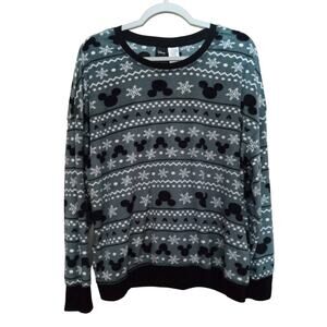 Disney Fuzzy Gray/Blue Mickie Mouse Pullover Sweater XL